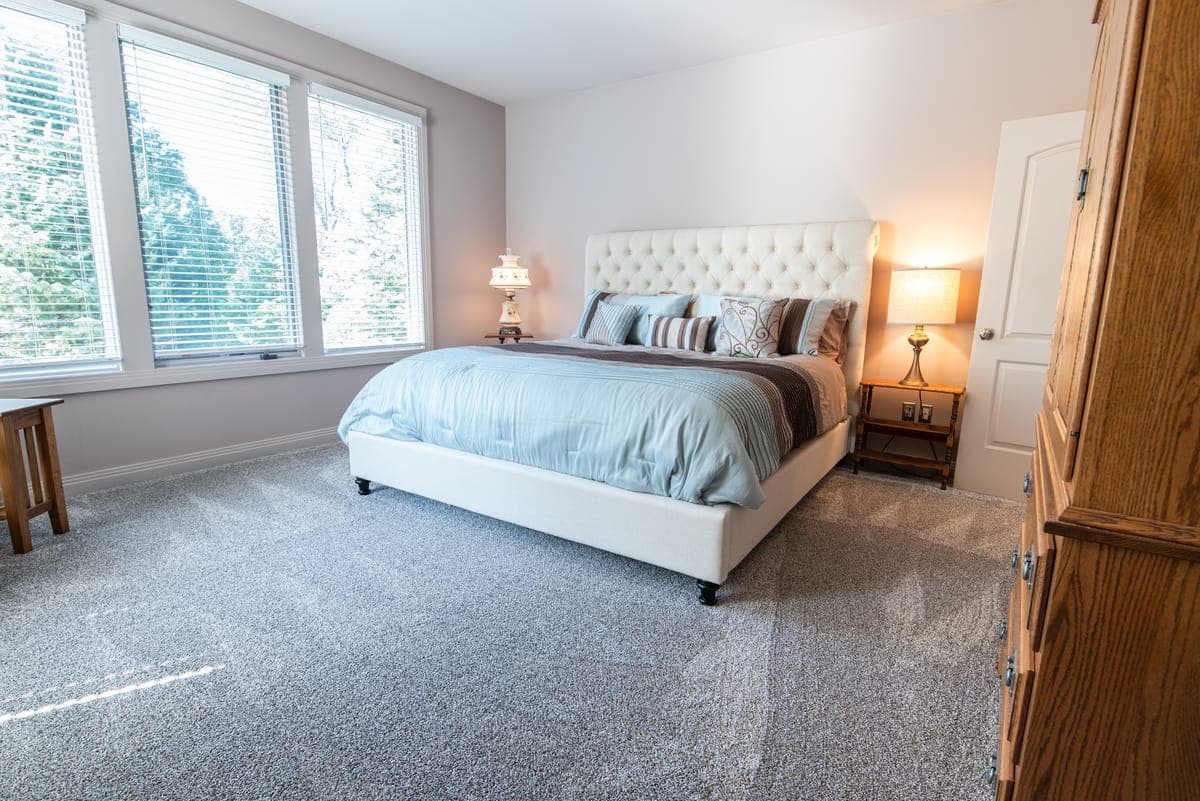 Clean carpet in a bright bedroom