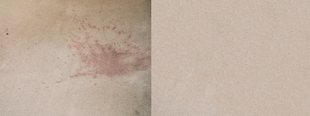 Carpet stain before and after cleaning